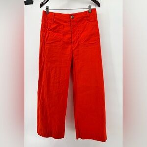 Maeve The Colette Cropped Wide-Leg Pants in Orange